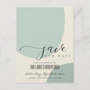 MODERN ABSTRAKT SOFT AQUA BLUE KRAFT SPARAT DATUM MEDDELANDE VYKORT