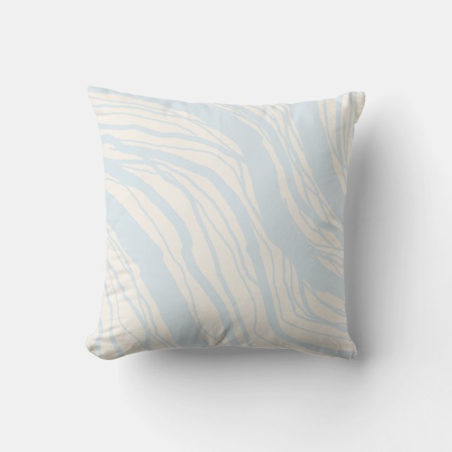 Modern Abstrakt Soft Blue Beige Rand Kudde (Framsida)
