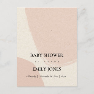 MODERN ABSTRAKT SOFT ROSA KRAFT BABY SHOWER INBJUDAN VYKORT