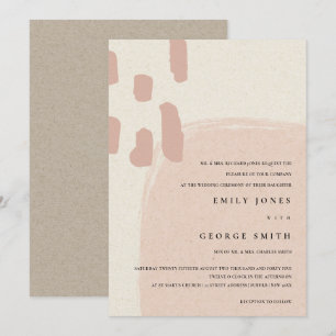 MODERN ABSTRAKT SOFT ROSA  WEDDING INVITE TACK KORT