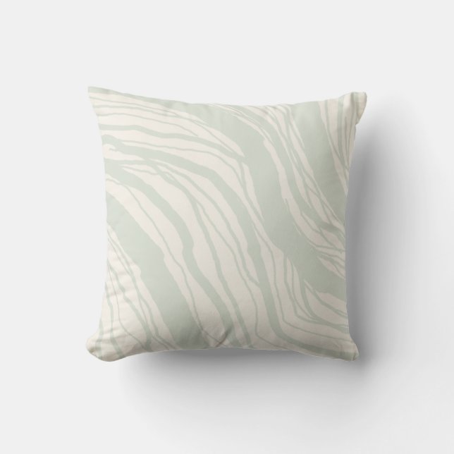 Modern Abstrakt Soft Sage Beige Rand Kudde (Framsida)