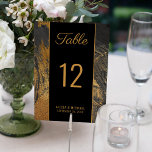 Modern abstrakt som målar guld-skript mörk bröllop bordsnummer<br><div class="desc">Elegant-sofistikerad akrylmålning bröllop bord-kort i mörk grått,  gult guld glitter och svart färg-palett med abstrakt-penseldrag och faux guld modern contemporary-skript som är fullt redigerbar.           Kortet är lämpligt för alla årstider trendig chic stil glamorösa bröllopsreceptioner</div>