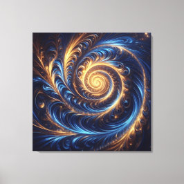 Modern Abstrakt Space-Royalet Blue och Guld Swirls Canvastryck