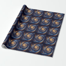 Modern Abstrakt Space-Royalet Blue och Guld Swirls