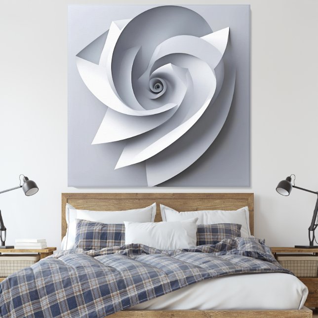 Modern Abstrakt Spiral – Minimalistisk 3D AI-konst Canvastryck (Insitu (sovrum))