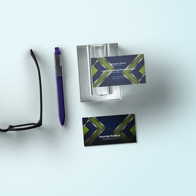 Modern Abstrakt - sportdesign | Blå Grönt Visitkort (Skapare uppladdad)