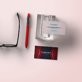 Modern abstrakt sportig design | Marinblå röd Visitkort