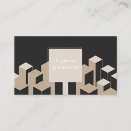 Modern Abstrakt Stadssiluett Beige Geometrisk Svar Visitkort