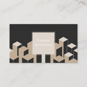 Modern Abstrakt Stadssiluett Beige Geometrisk Svar Visitkort