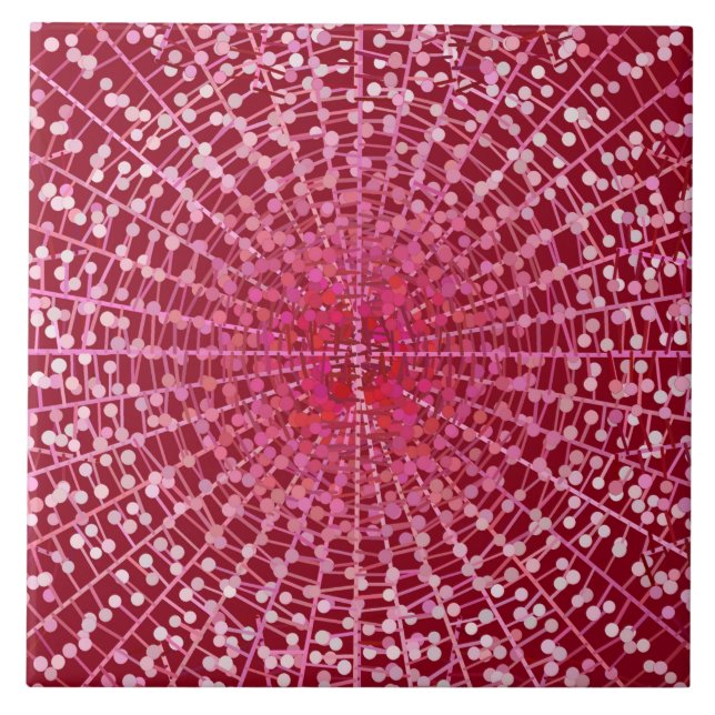 Modern Abstrakt Starburst, Burgundy och Rosa Kakelplatta (Framsidan)