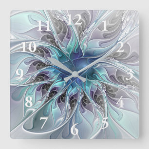 Modern Abstrakt, stativ, blå med blå Fyrkantig Klocka