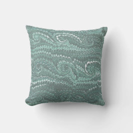Modern Abstrakt Steel Blue Swirls Marble Mönster Kudde