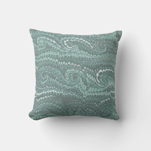 Modern Abstrakt Steel Blue Swirls Marble Mönster Kudde (Framsida)
