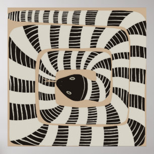Modern Abstrakt, stripe, kardsnake Snake Älskare Poster