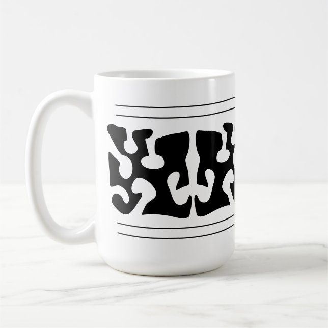 Modern abstrakt svart formkonst kaffemugg (Vänster)