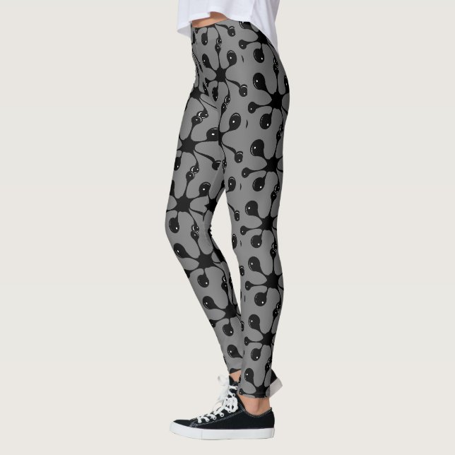 Modern abstrakt svart gegga fläck på grått leggings (Vänster)