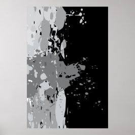 Modern Abstrakt Svart & Grå Målarfärgssprut Poster