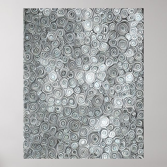 Modern Abstrakt, svart grått, vitt Linjer Poster (Framsidan)