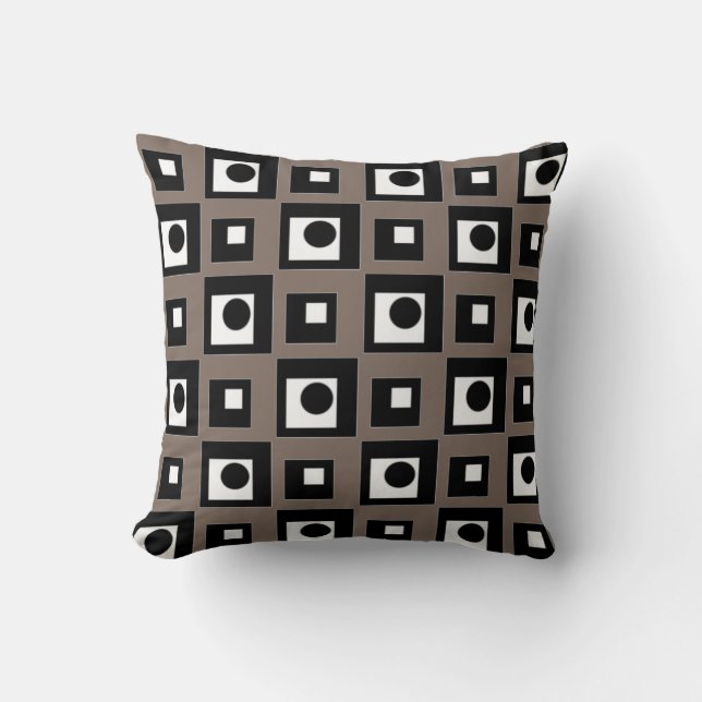 Modern Abstrakt Svart Lucky Beige & Vit Kudde (Framsida)
