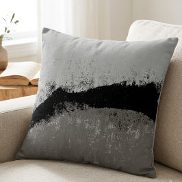 Modern abstrakt svart och grå texturerad konst kudde