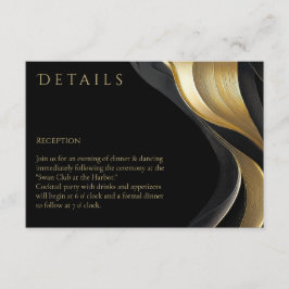 Modern Abstrakt Svart och Guld Elegant Bröllop Tilläggskort