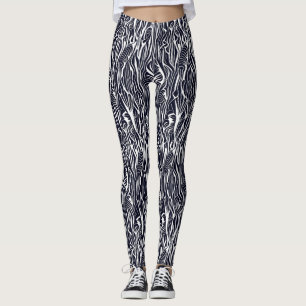 Modern Abstrakt svart och vit Zebra mönstrad Leggings