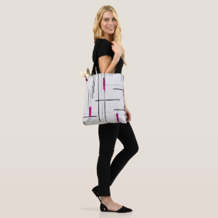 Modern abstrakt svart silver fuschia accent axelvä tygkasse