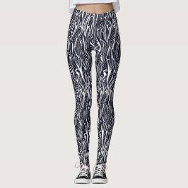 Modern Abstrakt Svart Vitt Zebra Safari Mönster  Leggings