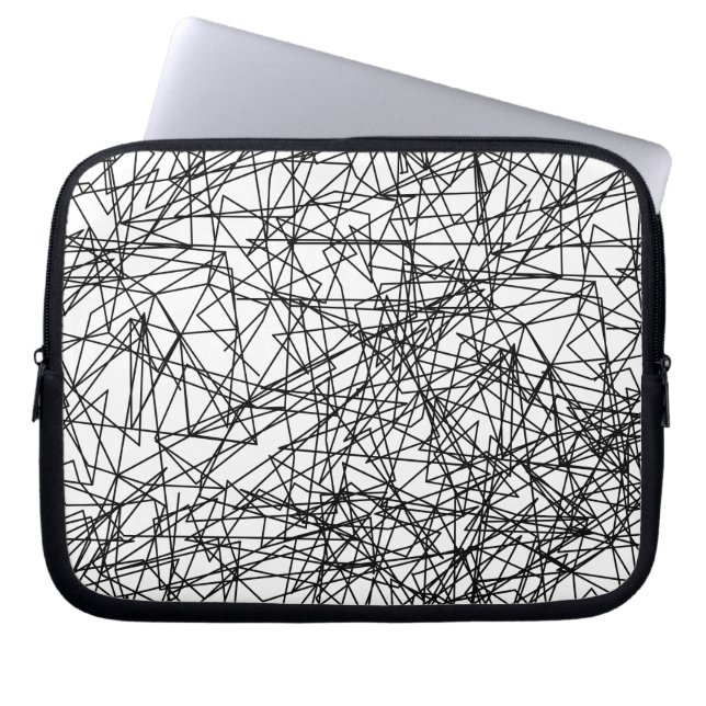 modern abstrakt svartvit konst mönster laptop fodral (Framsidan)