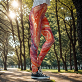 Modern Abstrakt Swirling Rosa och lax Leggings