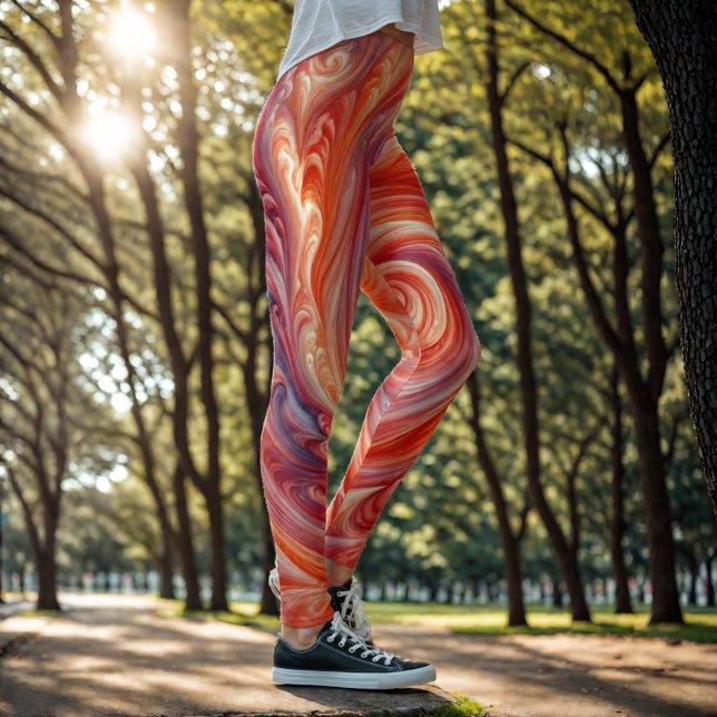 Modern Abstrakt Swirling Rosa och lax Leggings (Skapare uppladdad)