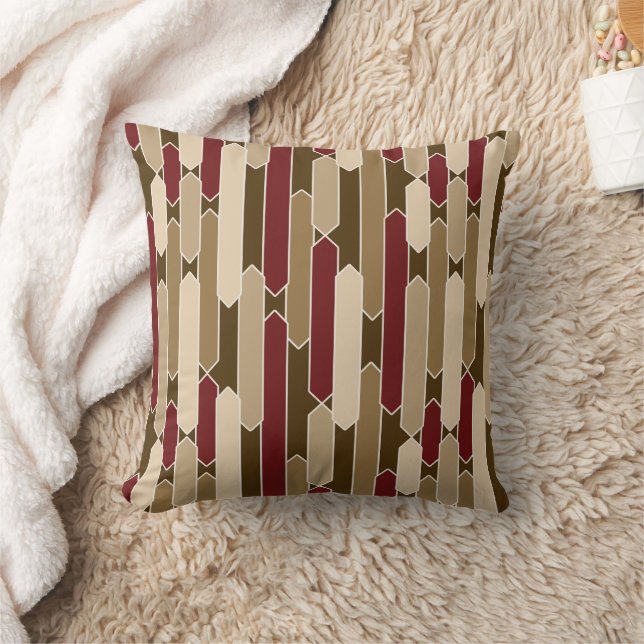 Modern Abstrakt Tabbar, Burgundy, Brown, Beige Kudde (Filt)