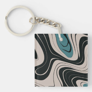 Modern Abstrakt Teal and Black Swirl Mönster