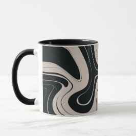 Modern Abstrakt Teal and Black Swirl Mönster Mugg