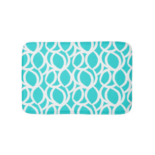 Modern Abstrakt Teal and White Mönster Bath Mat Badrumsmatta