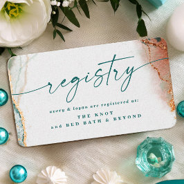 Modern Abstrakt Teal & Copper Bröllop Registry Tilläggskort