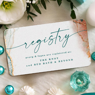 Modern Abstrakt Teal & Copper Bröllop Registry Tilläggskort