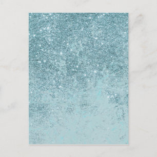 Modern abstrakt teal glitter tonmarmor vykort