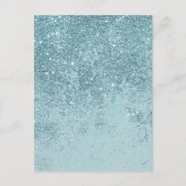 Modern abstrakt teal glitter  tonmarmor vykort (Framsida)