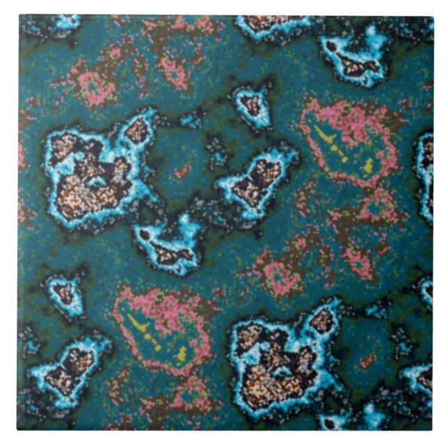 Modern Abstrakt Teal Rosa Turquise Marble Mönster Kakelplatta (Framsidan)