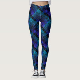 MODERN abstrakt teckning-black-blue-lila-mosaic Leggings