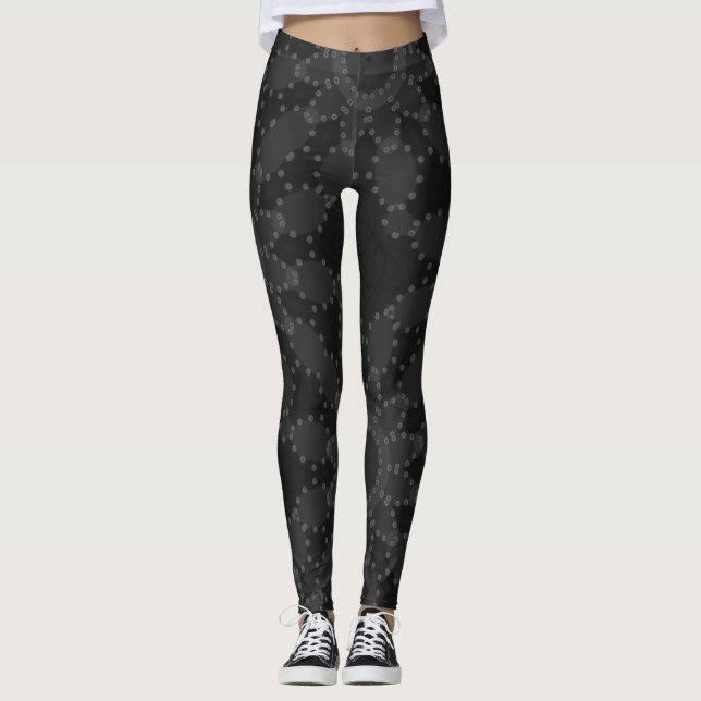 MODERN abstrakt teckning-black-mörk-grått-mosaic Leggings (Framsida)