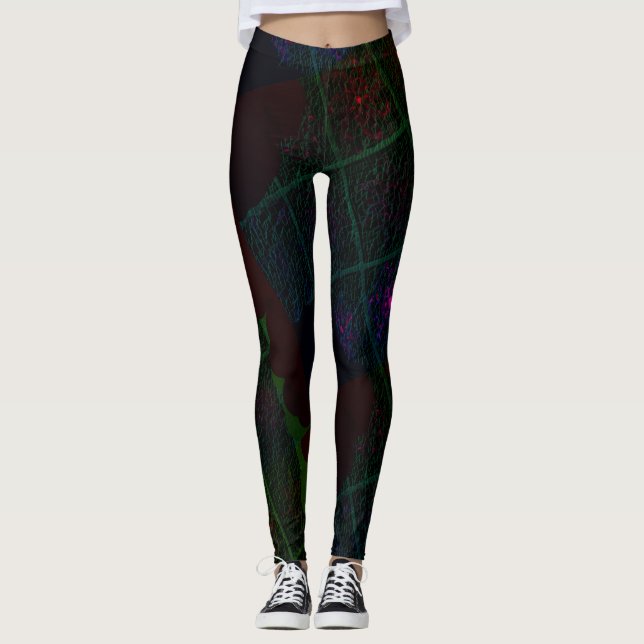 MODERN abstrakt teckning i olivmosaiklegeringar Leggings (Framsida)