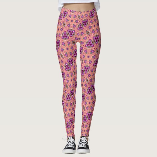 MODERN abstrakt teckning i rosa-lila-mosaik Leggings (Framsida)