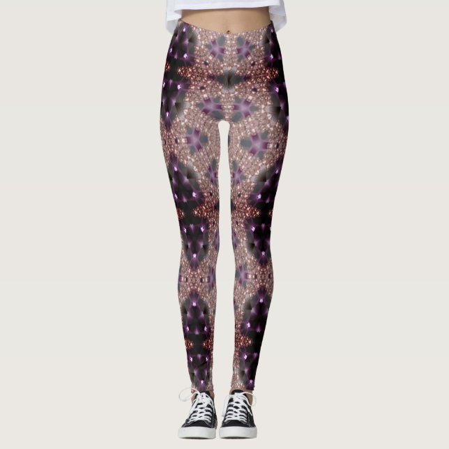 MODERN abstrakt teckning in-black-lila-mosaic Leggings (Framsida)