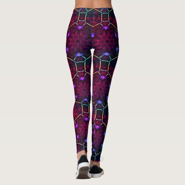 MODERN abstrakt teckning in-black-rosa-mosaic Leggings (Baksida)