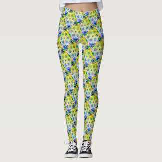 MODERN abstrakt teckning in blue-lightyellow-mosai Leggings