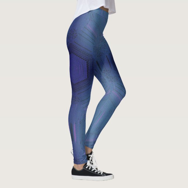 MODERN abstrakt teckning in blue-lila-mosaic Leggings (Höger)