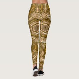 MODERN abstrakt teckning in-brun-gult-mosaic Leggings