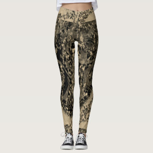 MODERN abstrakt teckning in-guld-black-mosaic Leggings